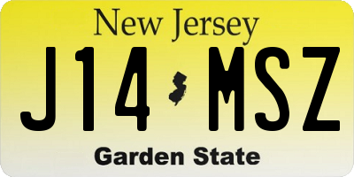NJ license plate J14MSZ