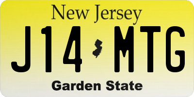 NJ license plate J14MTG