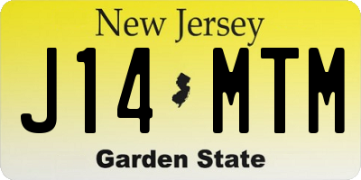 NJ license plate J14MTM