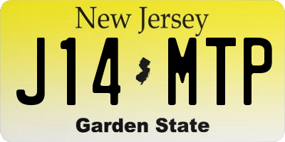 NJ license plate J14MTP