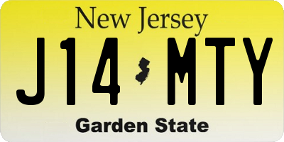 NJ license plate J14MTY