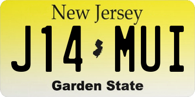 NJ license plate J14MUI