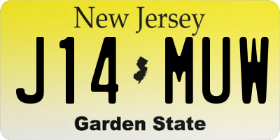 NJ license plate J14MUW
