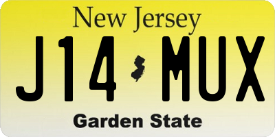 NJ license plate J14MUX
