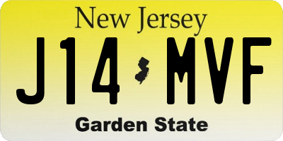 NJ license plate J14MVF
