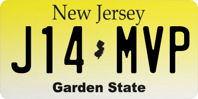 NJ license plate J14MVP