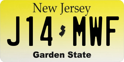 NJ license plate J14MWF