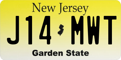 NJ license plate J14MWT