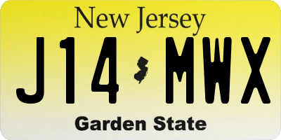 NJ license plate J14MWX