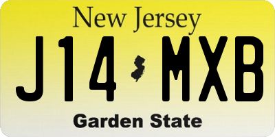 NJ license plate J14MXB