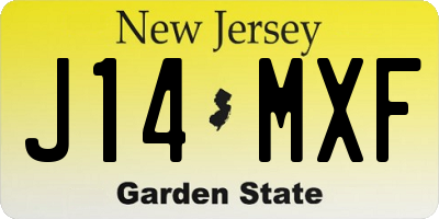 NJ license plate J14MXF