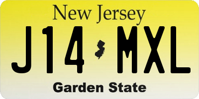 NJ license plate J14MXL