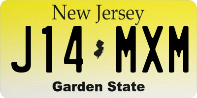 NJ license plate J14MXM