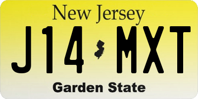 NJ license plate J14MXT