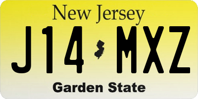 NJ license plate J14MXZ