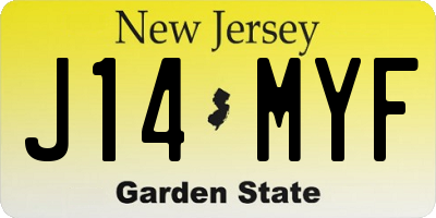 NJ license plate J14MYF
