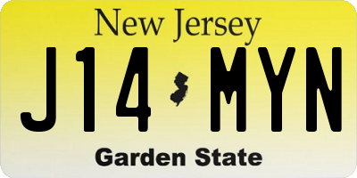 NJ license plate J14MYN
