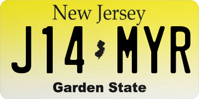 NJ license plate J14MYR