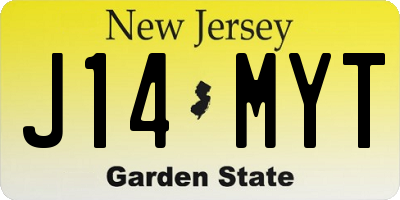 NJ license plate J14MYT