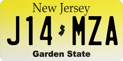 NJ license plate J14MZA
