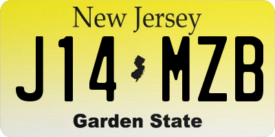 NJ license plate J14MZB