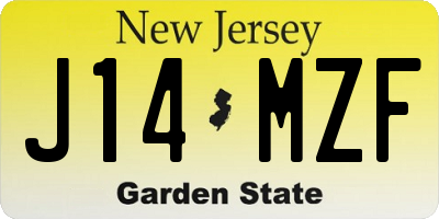 NJ license plate J14MZF