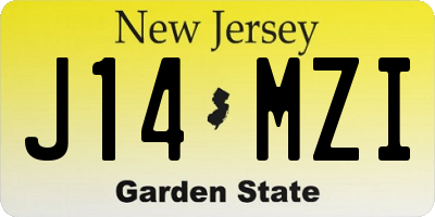 NJ license plate J14MZI