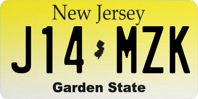 NJ license plate J14MZK