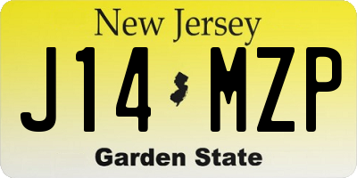 NJ license plate J14MZP