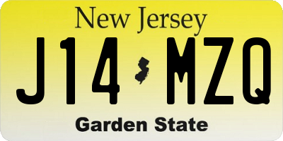 NJ license plate J14MZQ