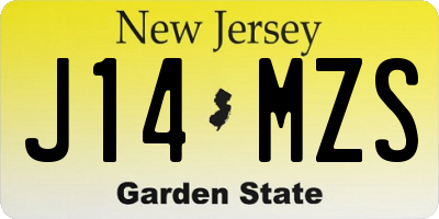 NJ license plate J14MZS