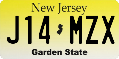 NJ license plate J14MZX