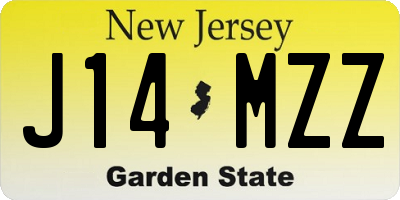 NJ license plate J14MZZ