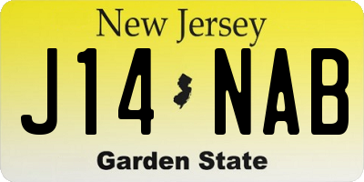 NJ license plate J14NAB