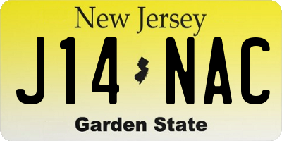 NJ license plate J14NAC