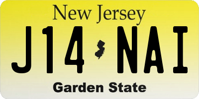 NJ license plate J14NAI