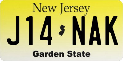 NJ license plate J14NAK