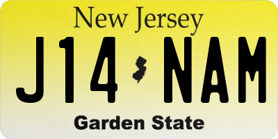 NJ license plate J14NAM