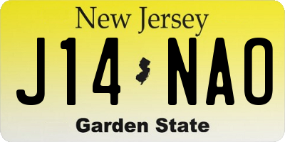 NJ license plate J14NAO