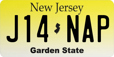 NJ license plate J14NAP