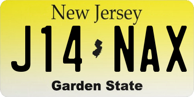 NJ license plate J14NAX