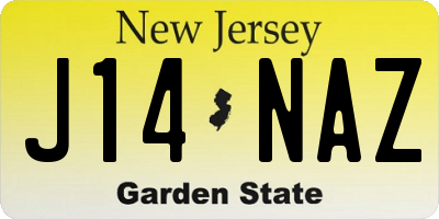 NJ license plate J14NAZ