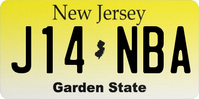 NJ license plate J14NBA