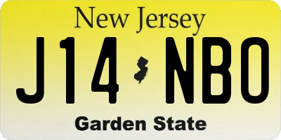 NJ license plate J14NBO