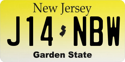 NJ license plate J14NBW