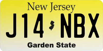 NJ license plate J14NBX