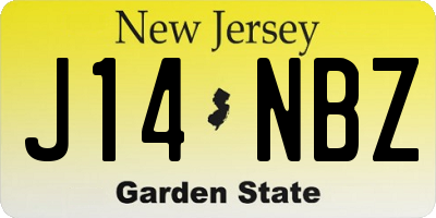 NJ license plate J14NBZ