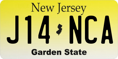 NJ license plate J14NCA