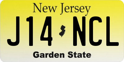 NJ license plate J14NCL