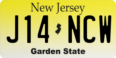 NJ license plate J14NCW